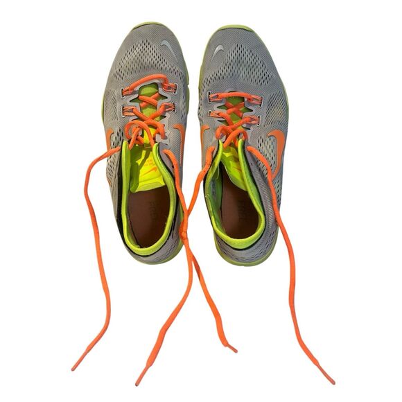 Nike Free 5.0 TR FIT 4 Running Shoes Gray Orange Yellow 629496-003 Womens Sz 10 - Picture 7 of 8